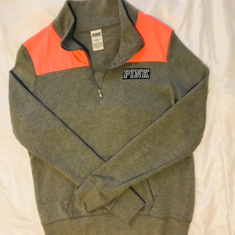 Victoria’s Secret PINK Gray Quarter-Zip Pullover